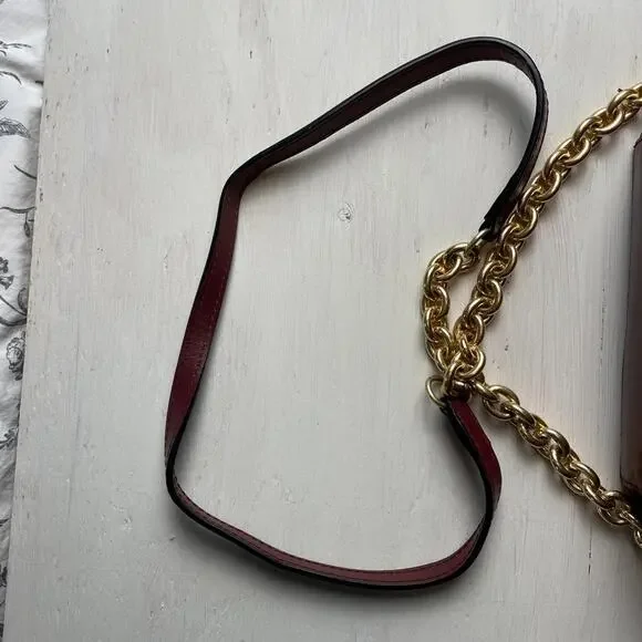 Vintage Chloe Burgundy Crossbody Bag with Gold Chain